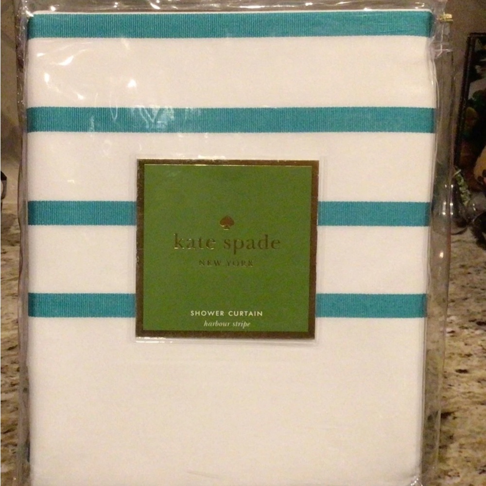 Kate Spade Turquoise and White Shower Curtain